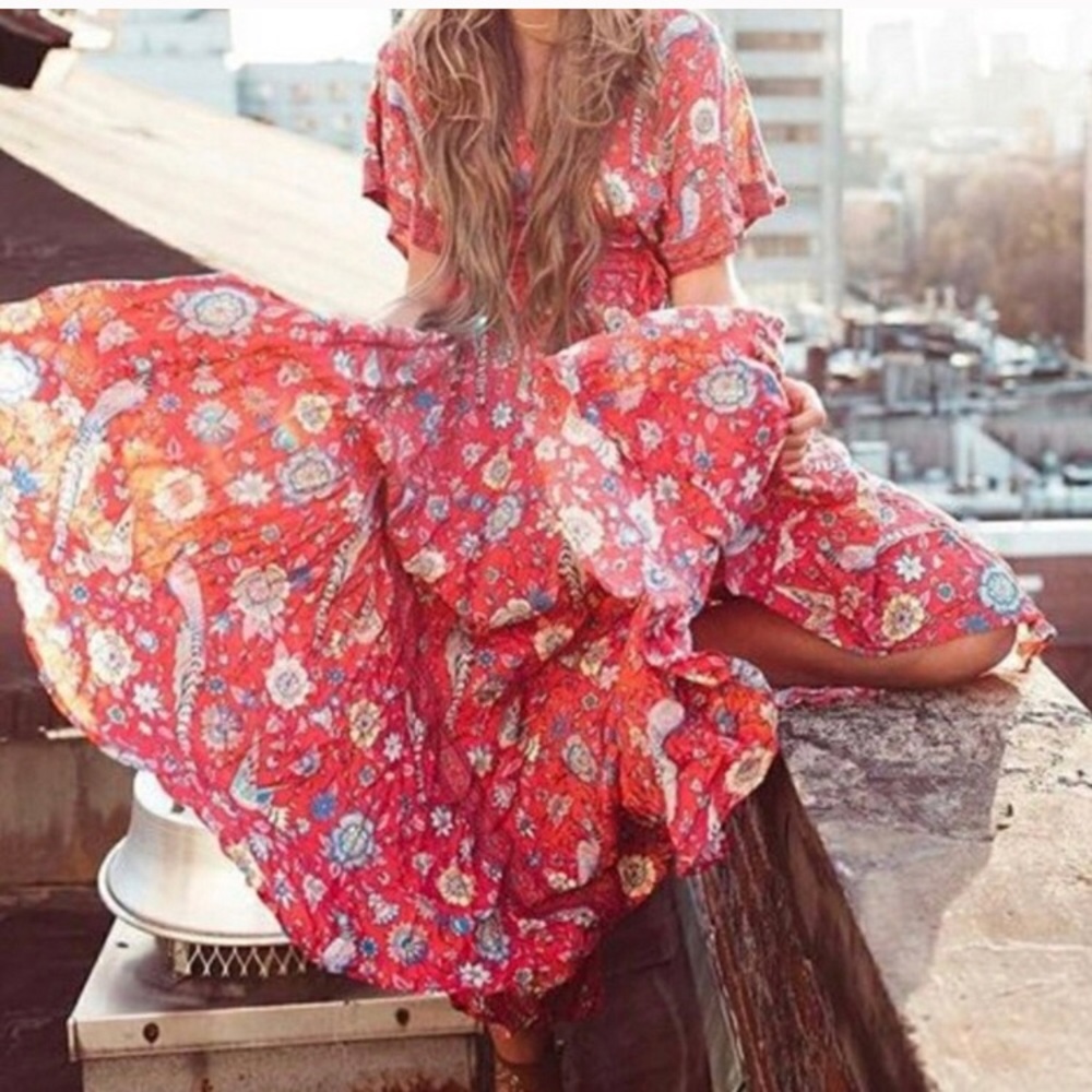 5⭐️ FAV BESTSELLER boho Lovebird half moon dress - Picture 2 of 7